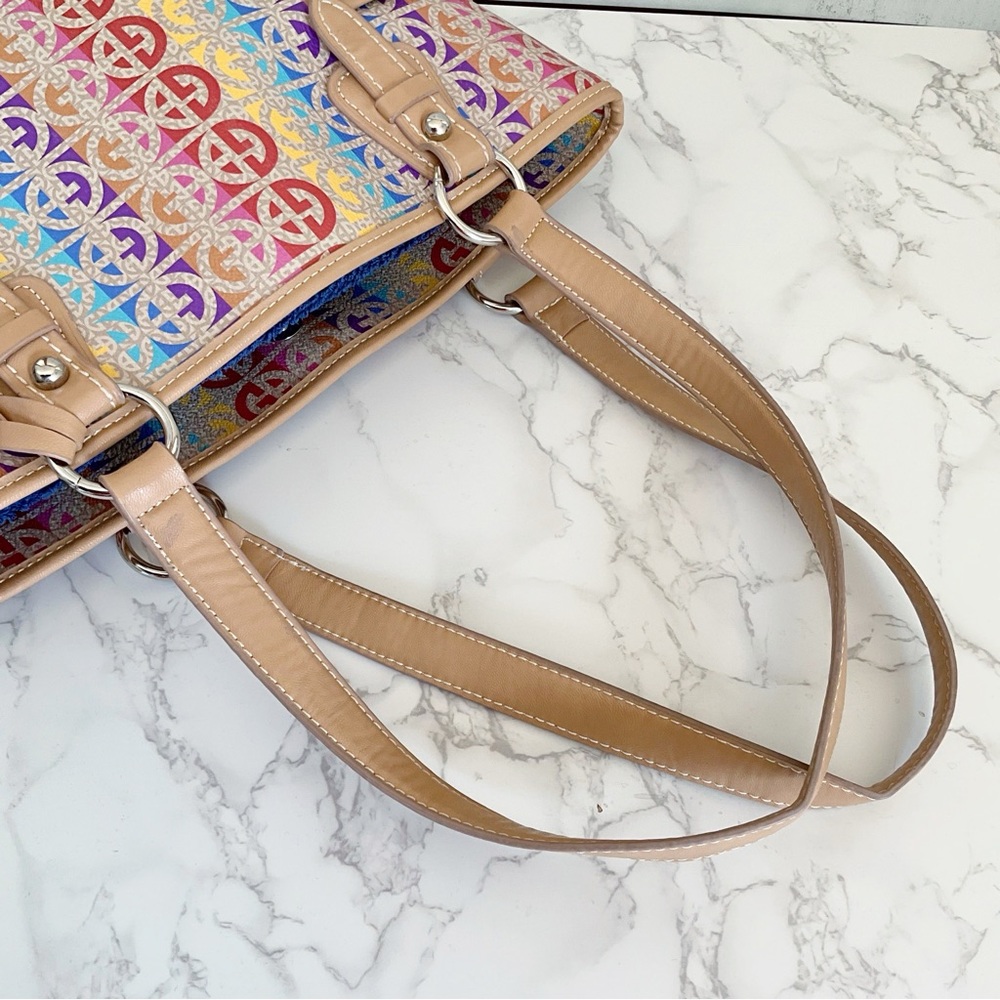 Giani Bernini Rainbow Logo Totebag Snap Closure Double Straps - Picture 6 of 16